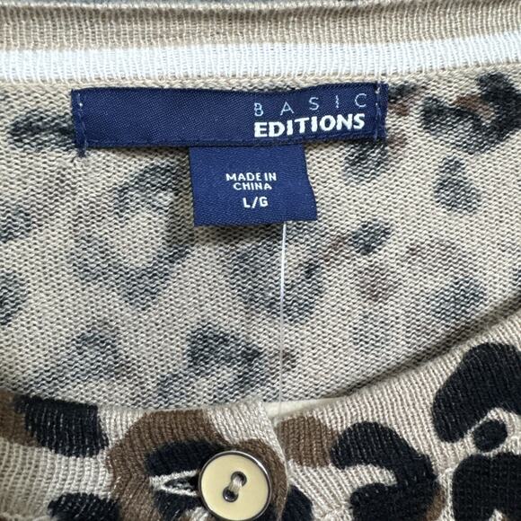 Animal Leopard Print Cardigan Sweater Long Sleeve L Lightweight Button Mob Wife - Picture 11 of 14